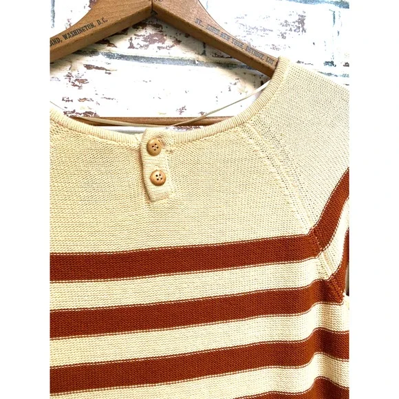 Free People Beach Pure Cotton Knit Nautical Striped Oversided Tunic Sweater - Picture 11 of 11